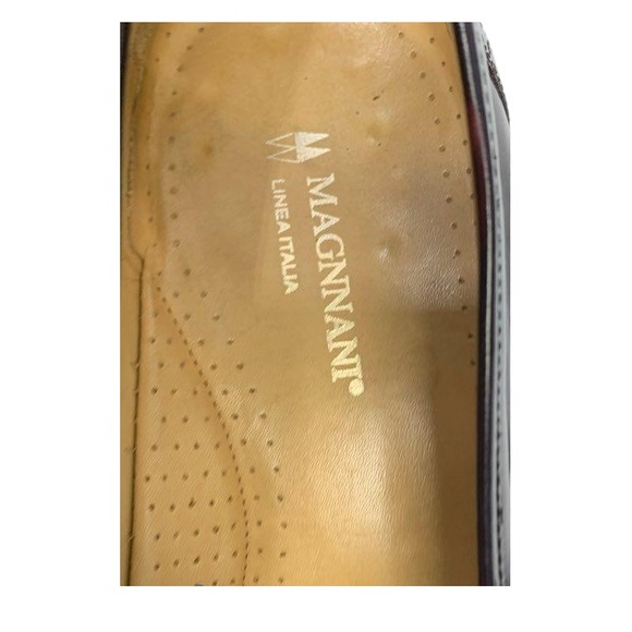Magnanni Mens Tassel Loafers Brown Burgundy Leather Wingtip Shoes 10.5 M Italy